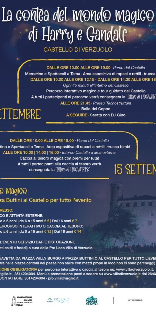 La contea del mondo magico di Harry e Gandalf - castello di Verzuolo - 14-15-settembre